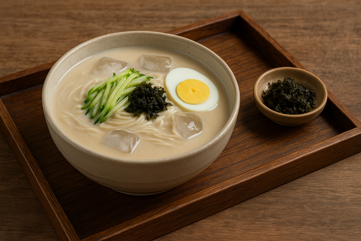 "중부식 콩국수 - 전통의 조화와 균형"에 대한 이미지입니다.