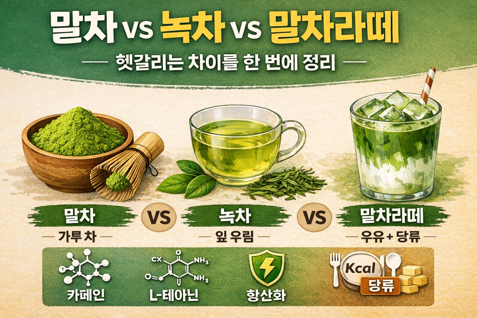 말차 vs 녹차 vs 말차라떼 차이