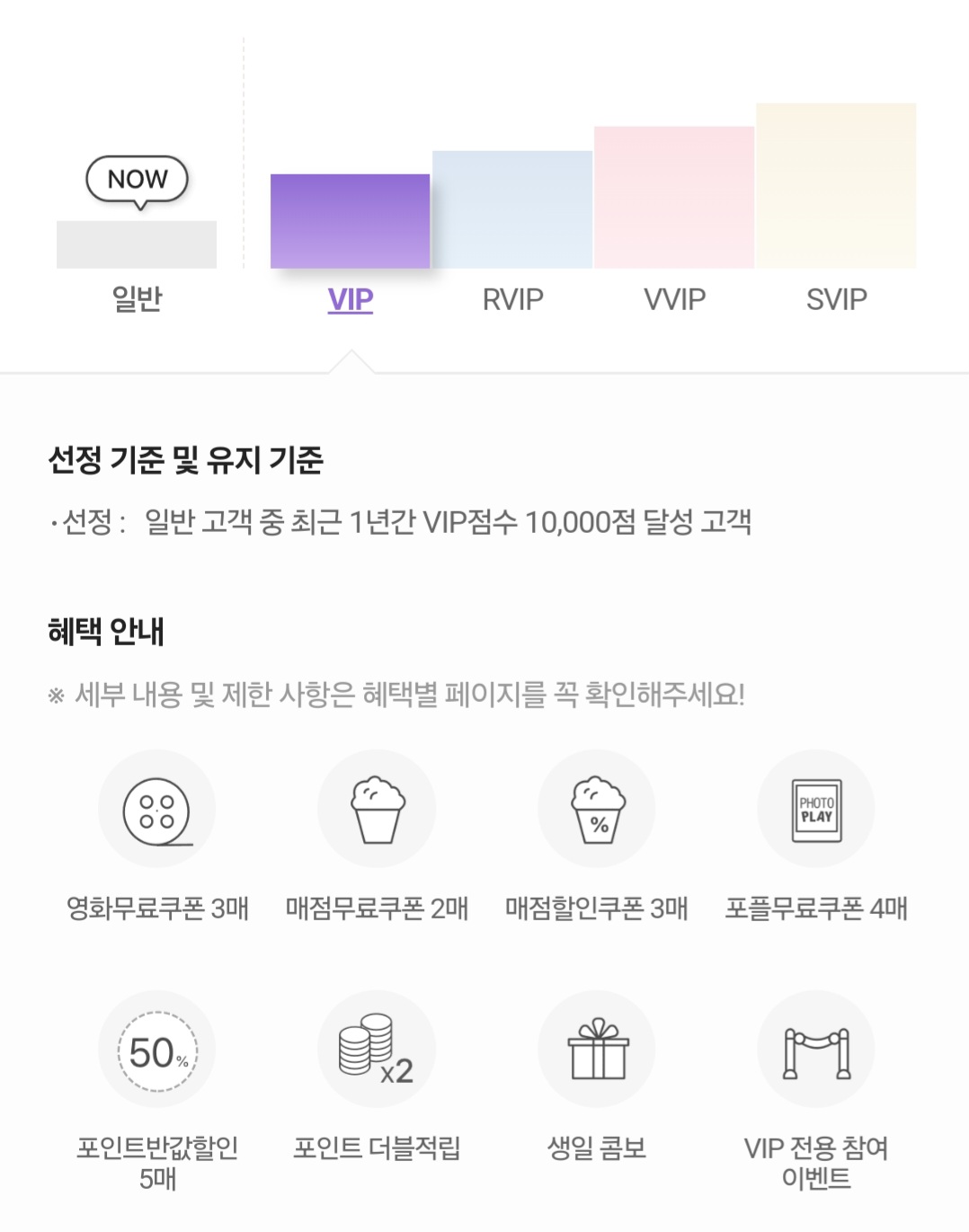 CGV 멤버십 VIP라운지 등급별 선정 기준 및 혜택 안내