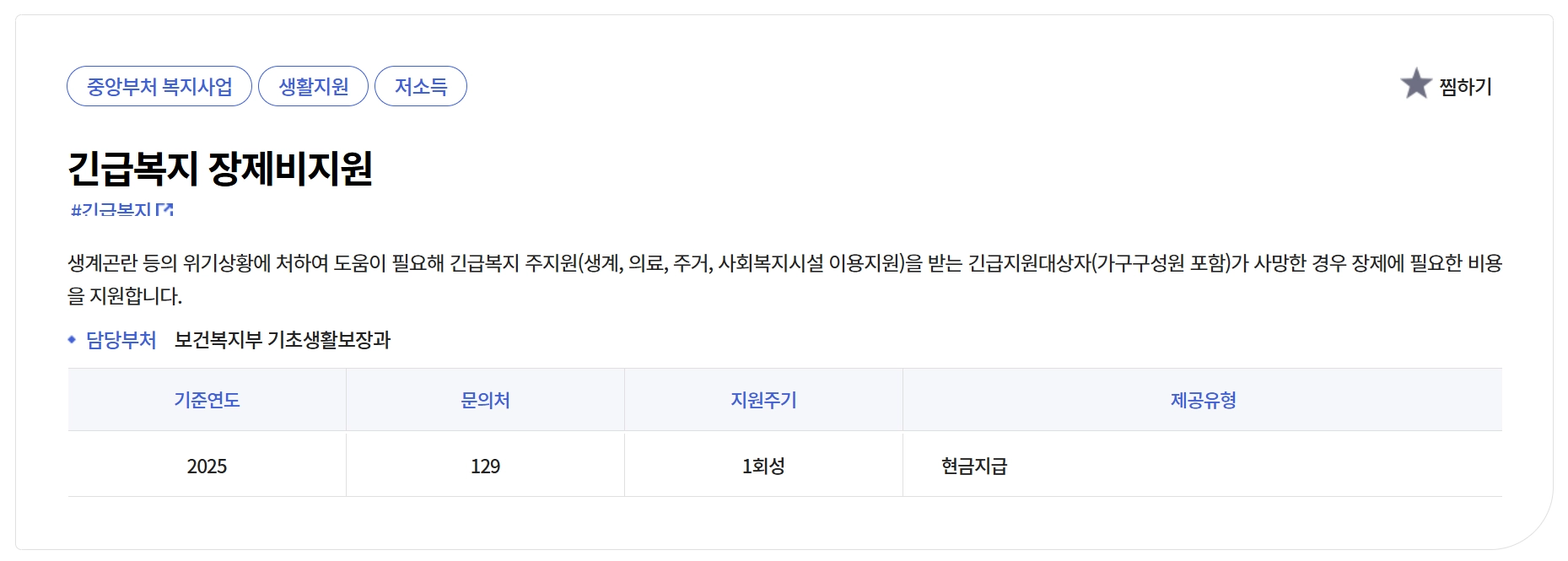긴급복지 장제비지원 신청방법