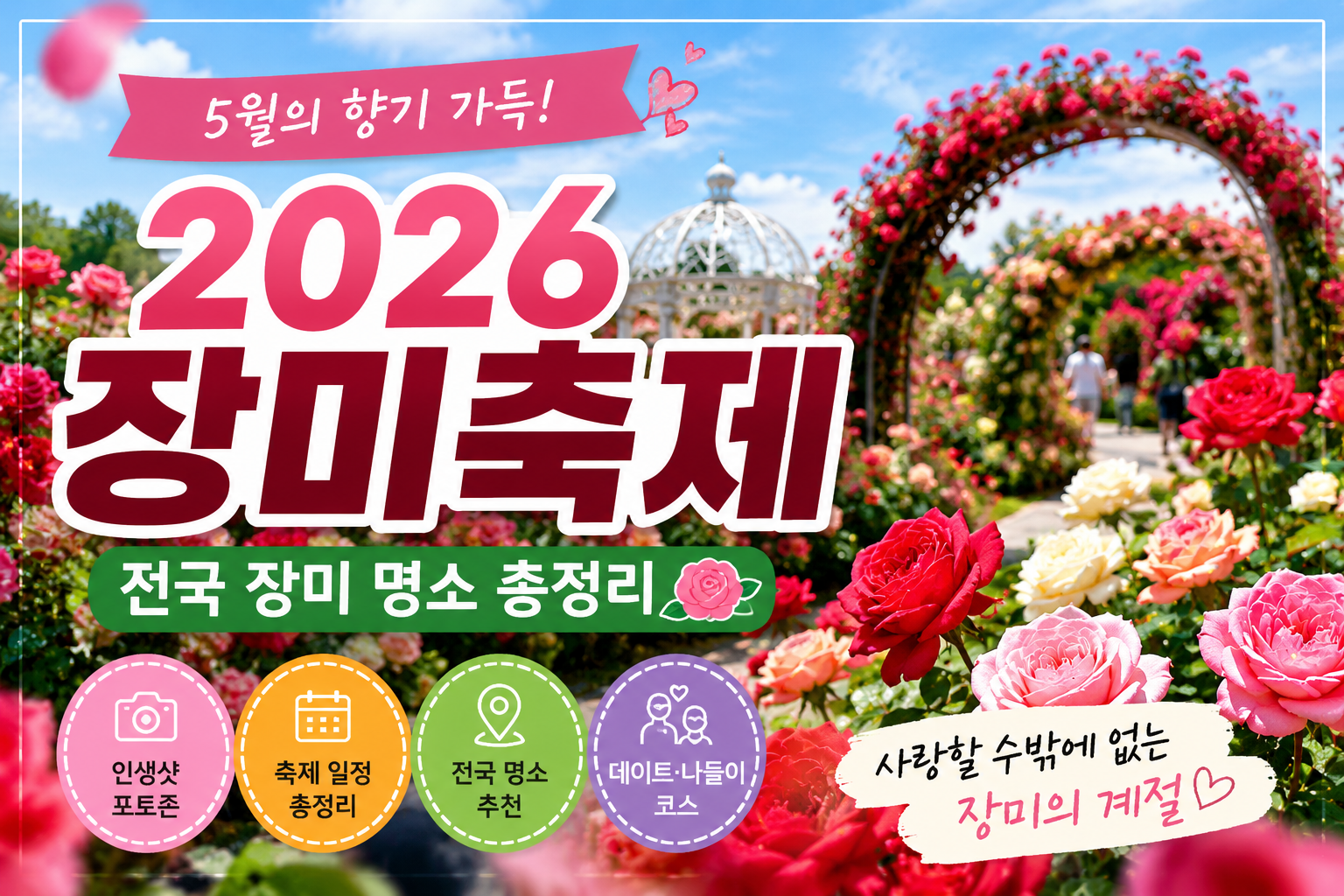2026 장미 축제 총정리ㅣ전국 장미 명소&middot;개화 시기&middot;데이트 코스까지
