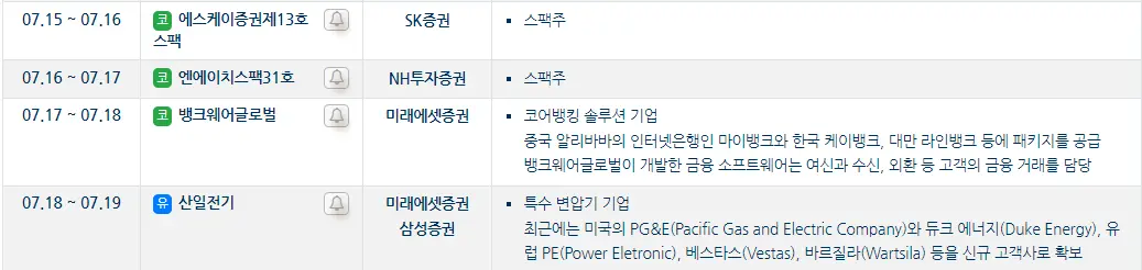 7월 공모주 청약 일정 총정리 국내주식