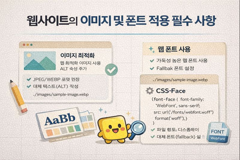 웹사이트의 이미지 및 폰트 적용 기준 관련 이미지