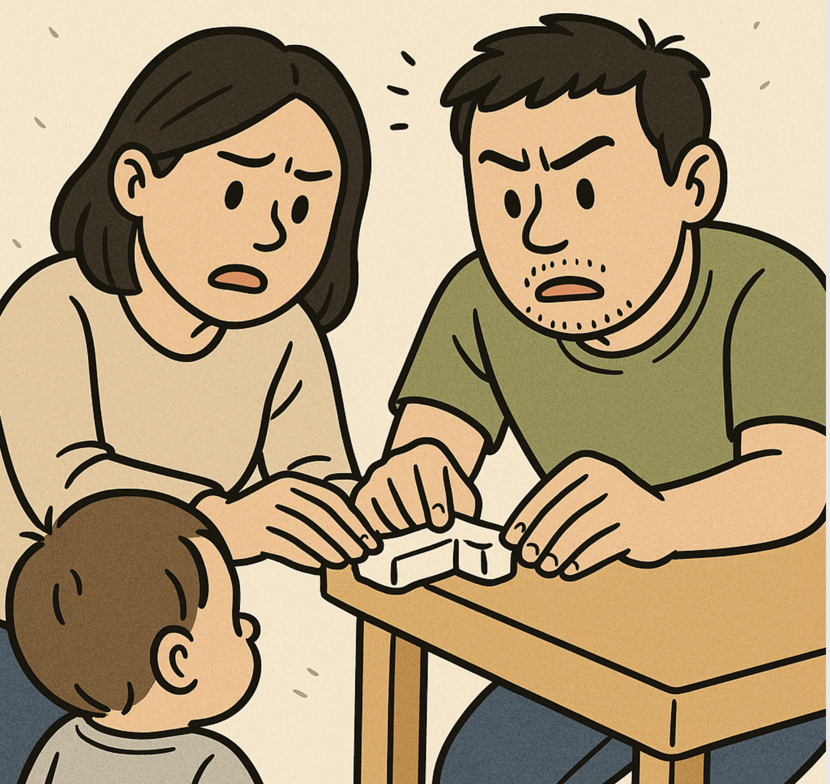 아이의 안전을 위해 안전장치를 설치 중인 부모