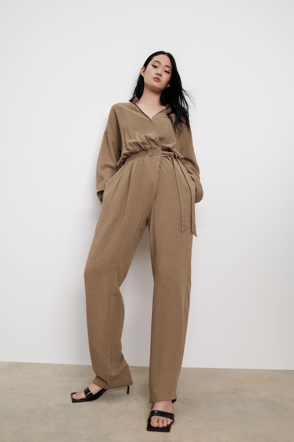 ZARA 자라점프슈트 울혼방 스트라이프점프슈트