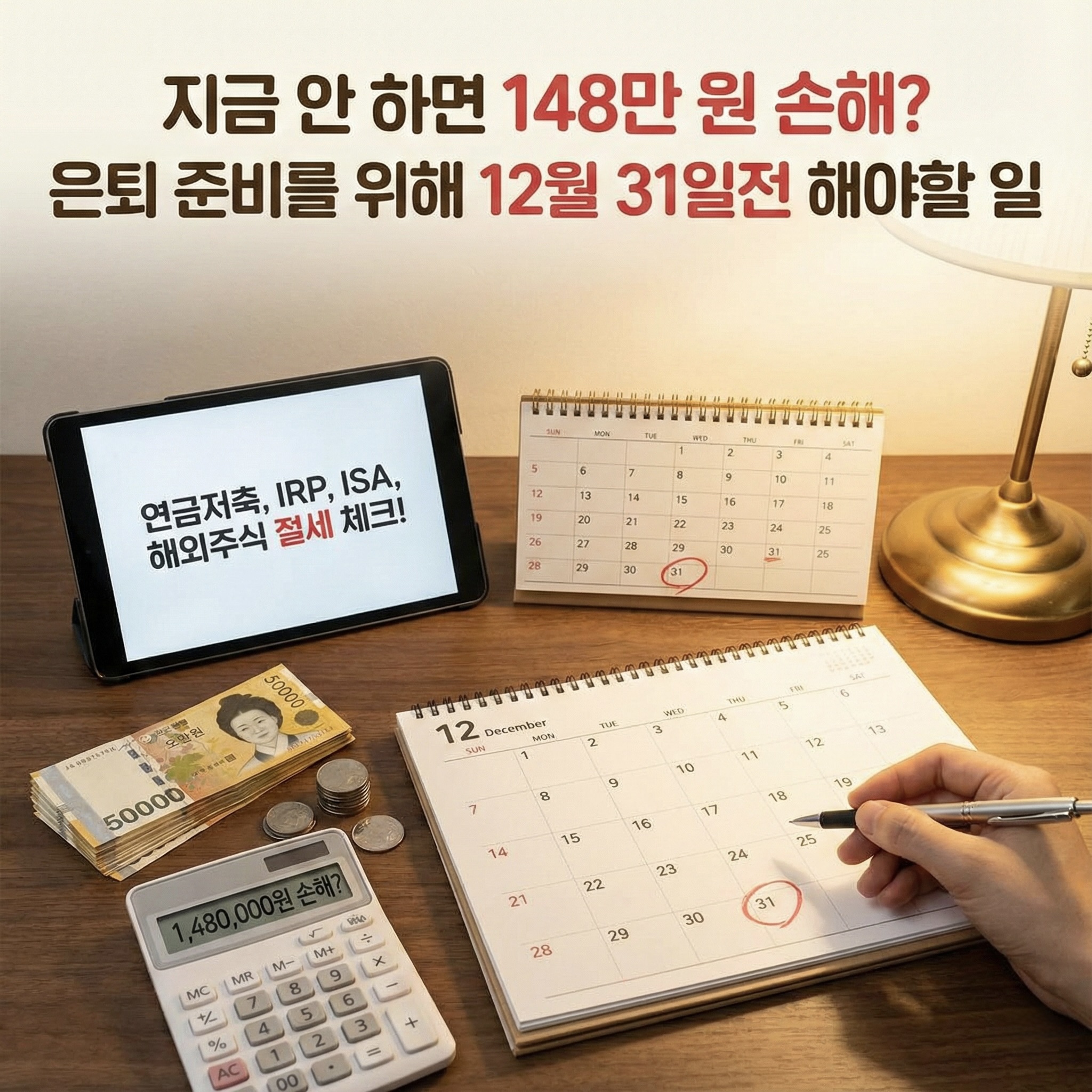 지금 안 하면 148만 원 손해? 은퇴 준비를 위해 12월 31일전 해야할 절세 꿀팁