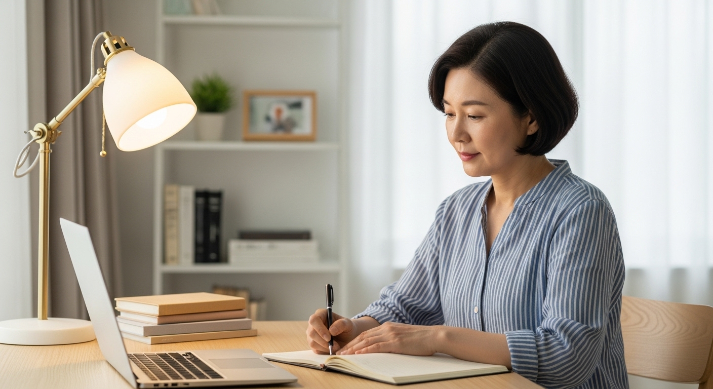 블로그 글을 전자책으로 편집하는 여성