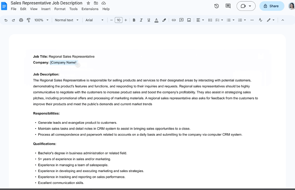 메일에 대해 대략적 질문을 하면 구글 Doc 문서를 생성한 베타 결과