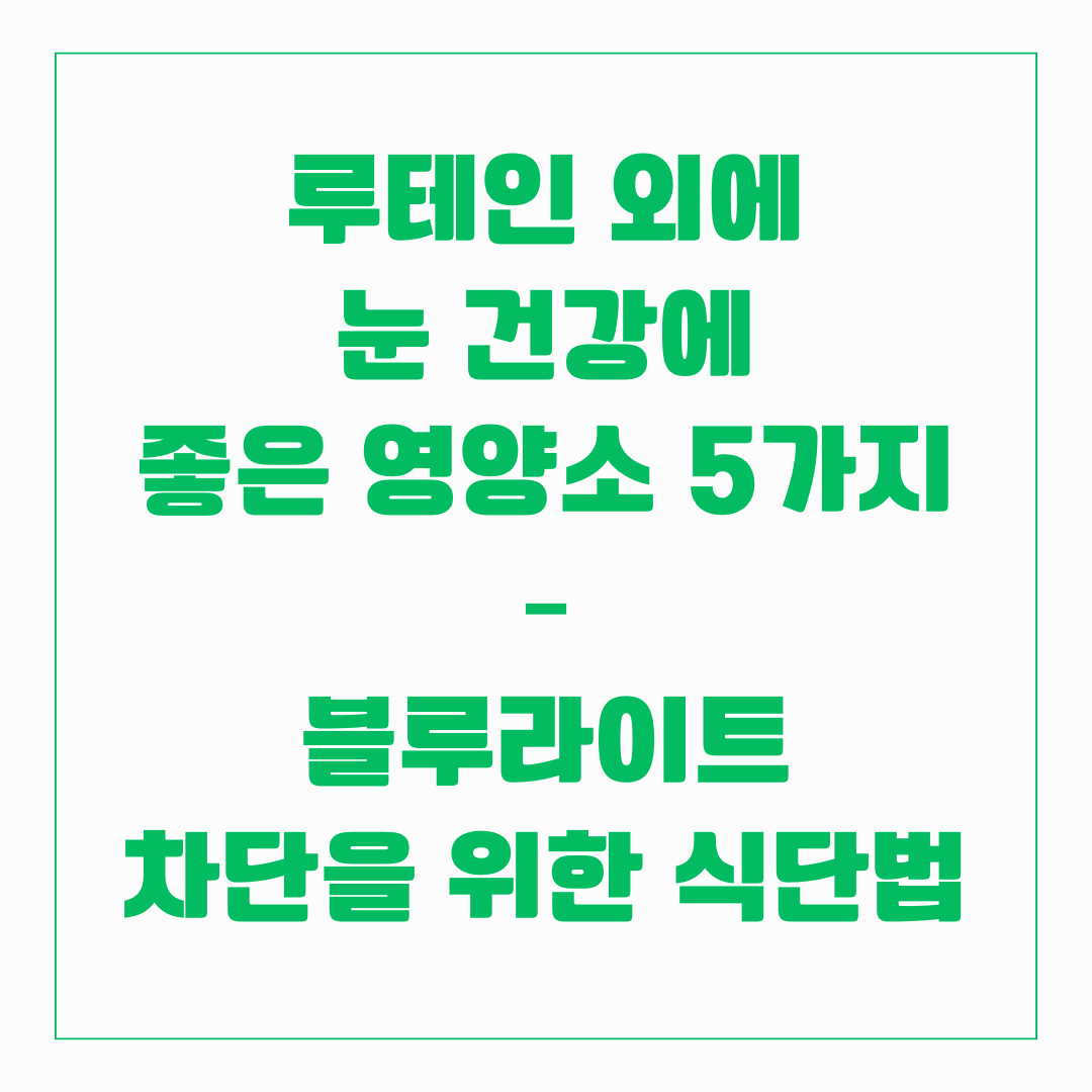 눈 건강에 좋은 영양소 5가지