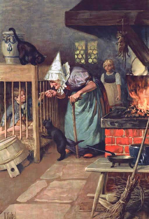 마녀에게 잡힌 남매 오토 쿠벨의 삽화 Otto Kubel (1868 &ndash; 1951)