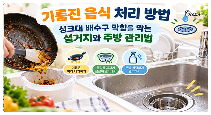 기름진 음식 처리 방법 ❘ 싱크대 배수구 막힘을 막는 설거지와 주방 관리법