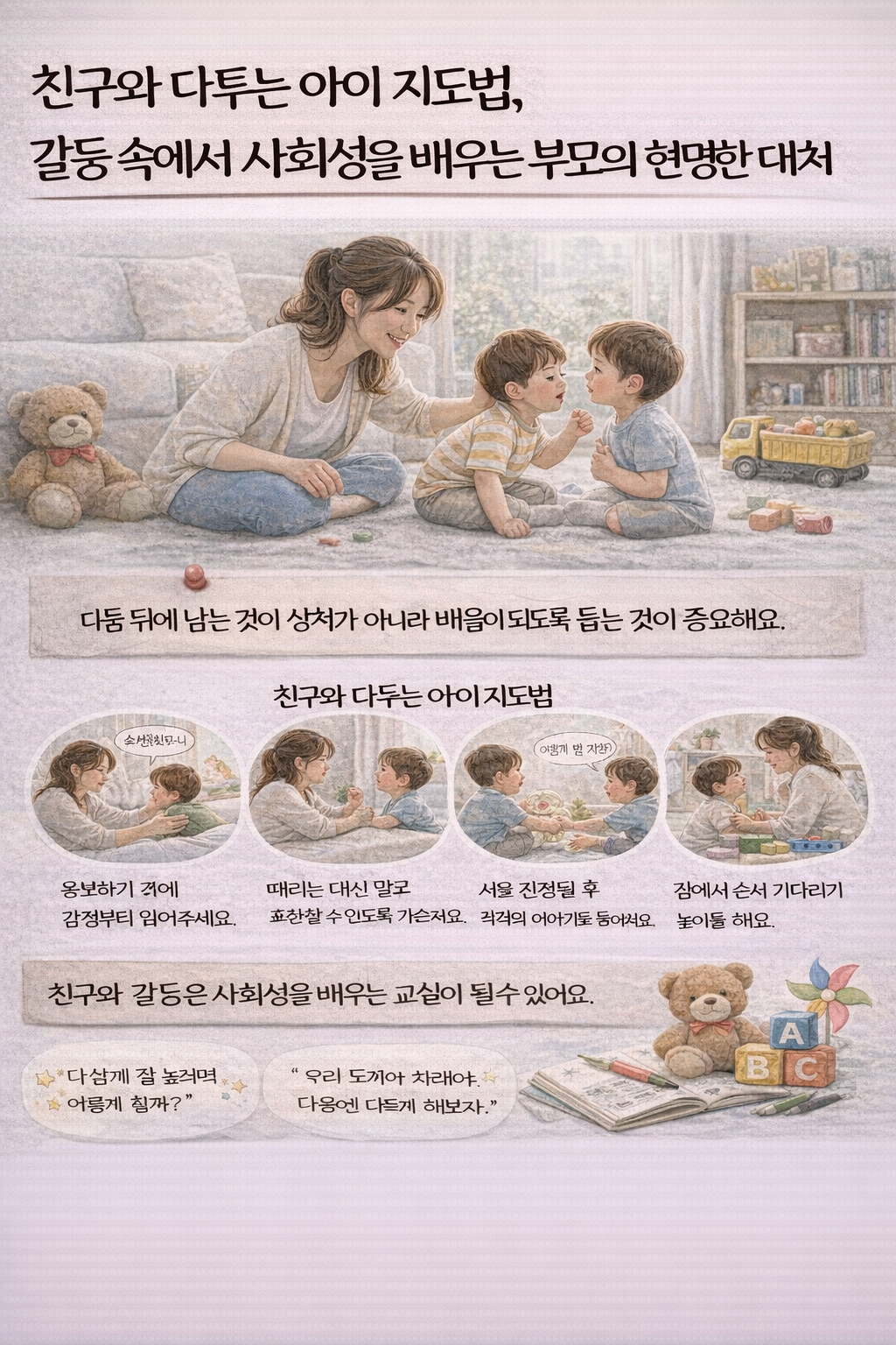 친구와 다투는 아이 지도법, 갈등 속에서 사회성을 배우는 부모의 현명한 대처