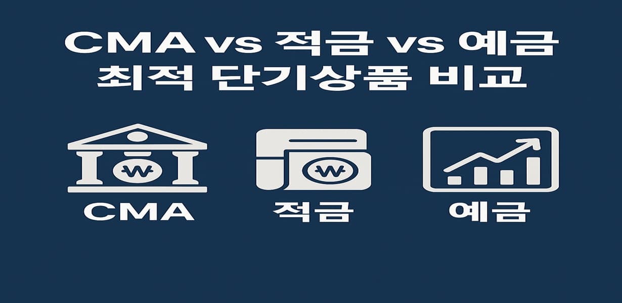 CMA, 적금, 예금을 비교하는 단기 금융상품 주제의 썸네일 이미지