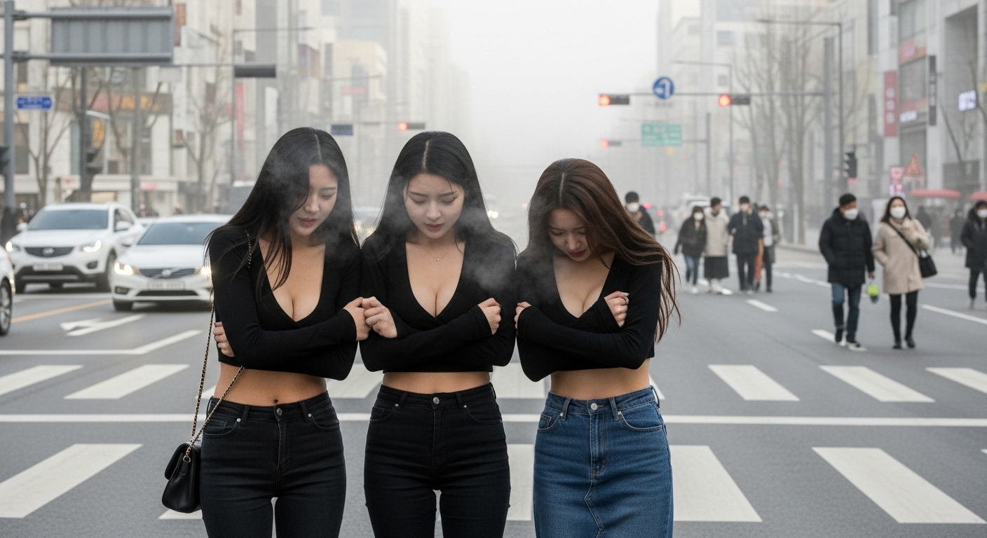 추워하는 여자들