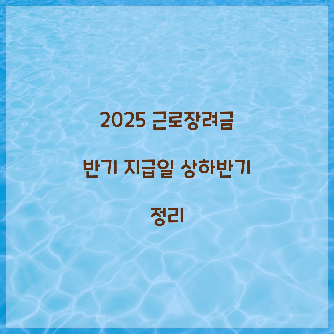2025 근로장려금 반기 지급일
