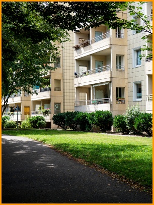 흰색 건물 옆 산책길