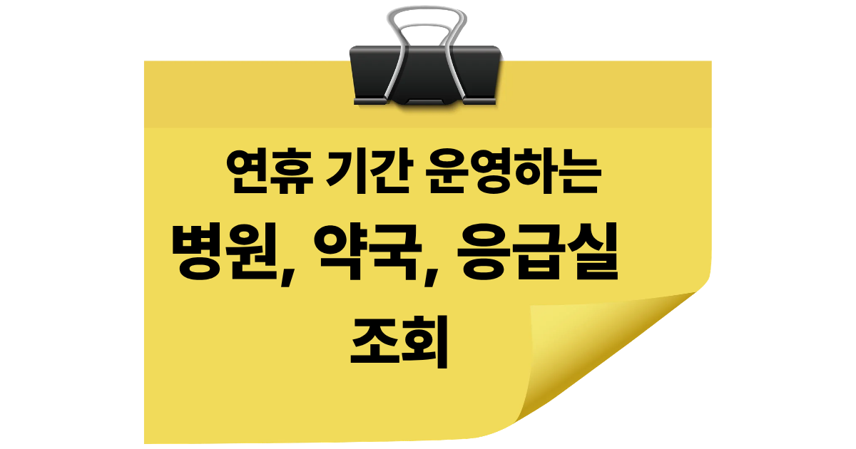 연휴 병원, 약국, 응급실 조회
