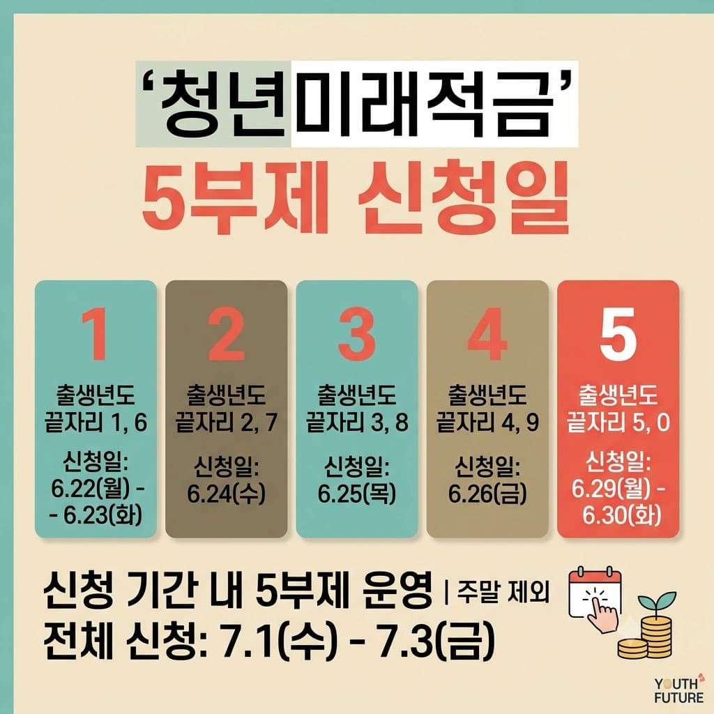 청년미래적금 5부제 신청일 출생연도 끝자리별 6월 일정