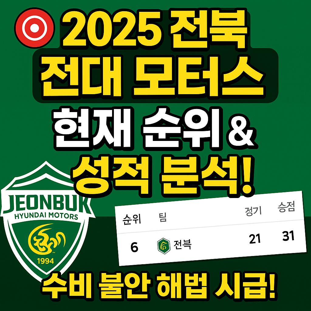 2025 전북 현대 모터스 순위 분석! ACL 진출 가능할까? 중간 성적 집중 해부!