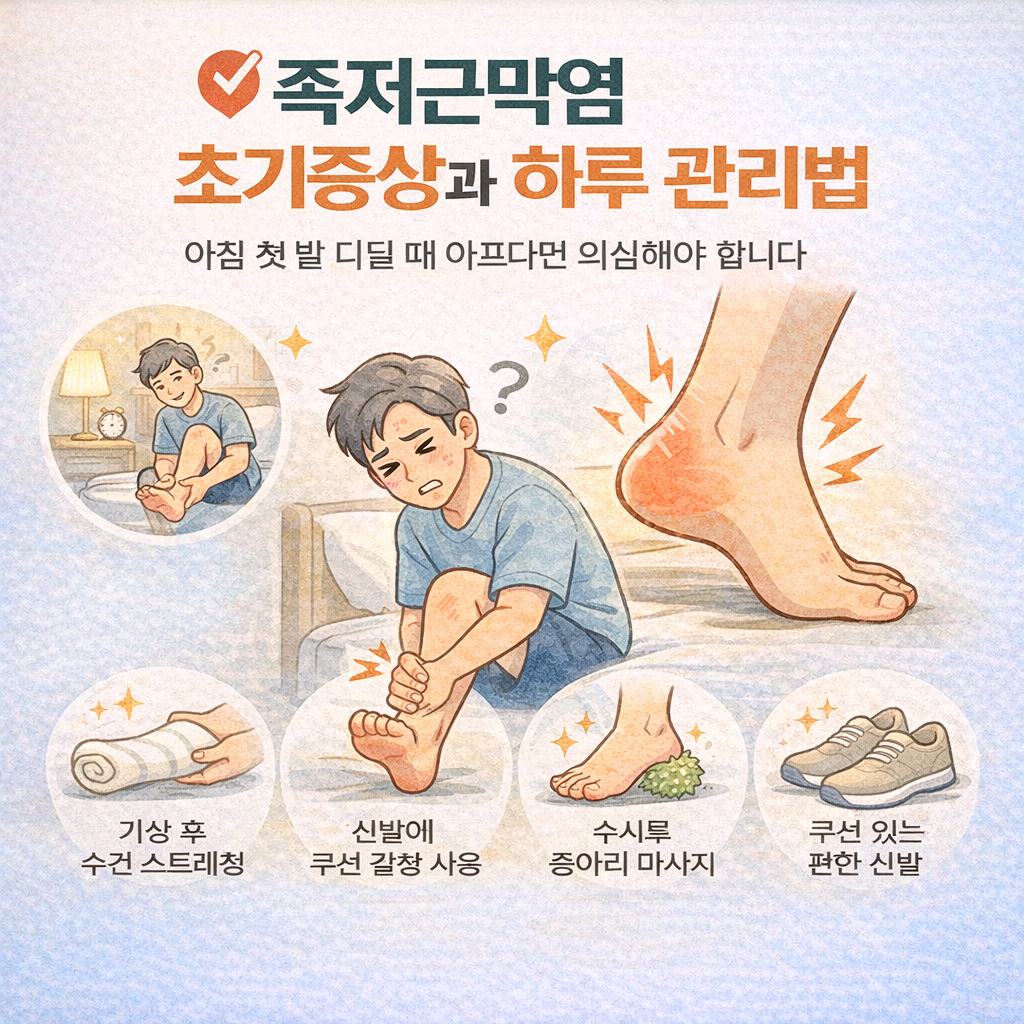 족저근막염 초기증상과 하루 관리법 / 아침 첫 발 디딜 때 아프다면 의심해야 합니다