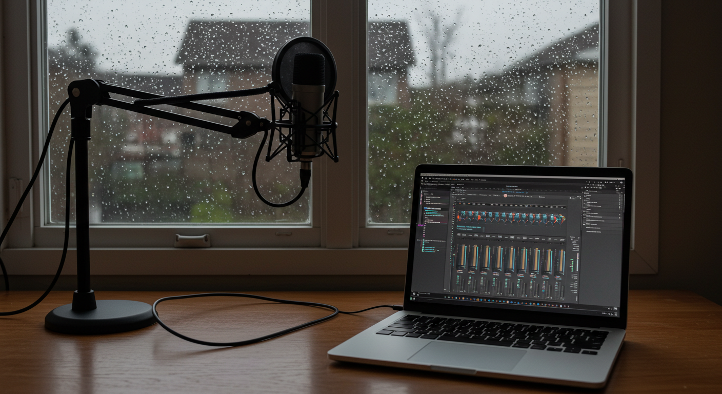 빗소리 녹음중인 이미지