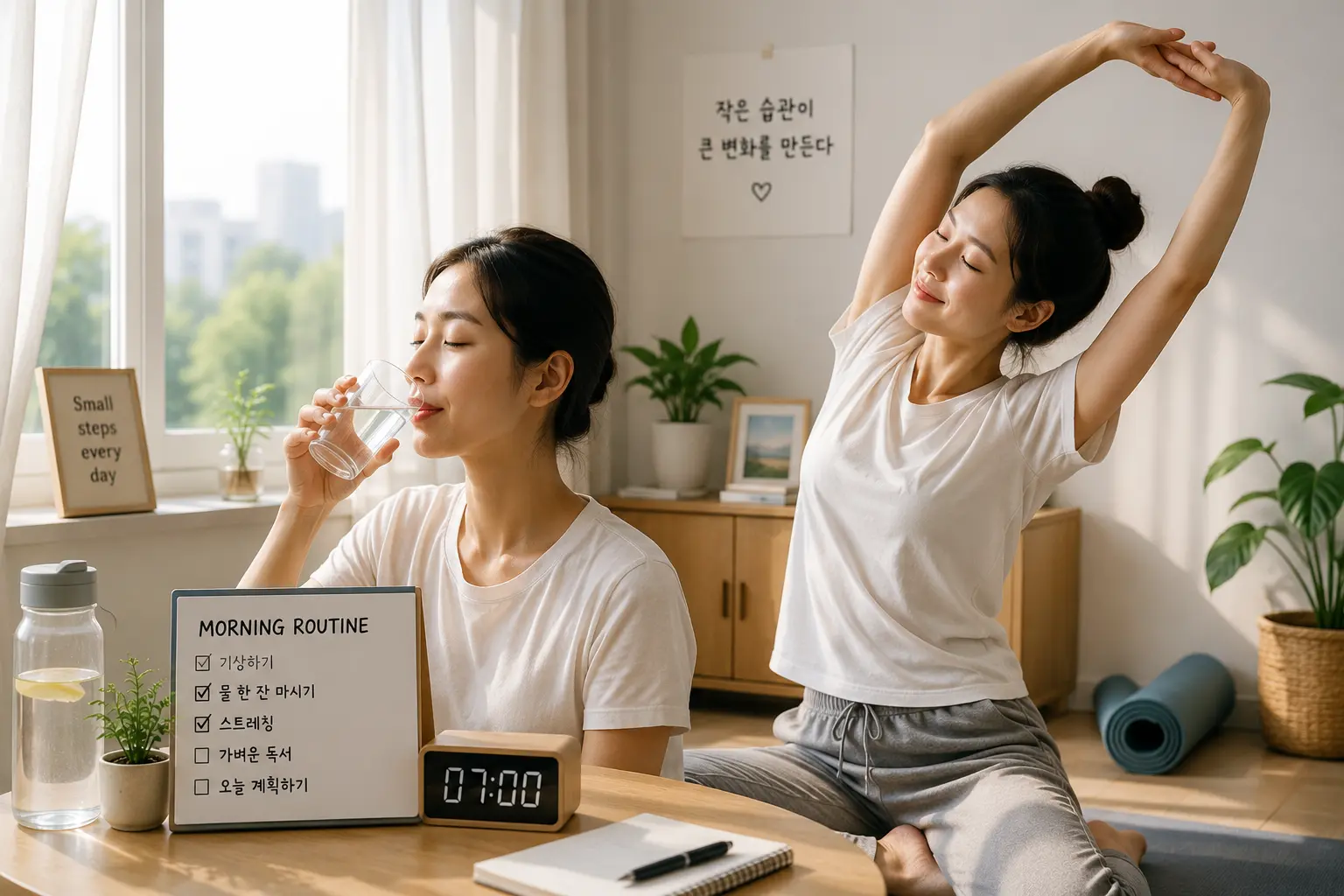 침 생활 루틴 실천 모습