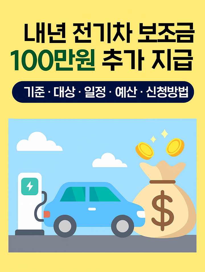 내년 전기차 보조금 100만원 추가 지급, 기준, 대상, 일정, 전기차 전환지원금 신청방법, 예산 총정리