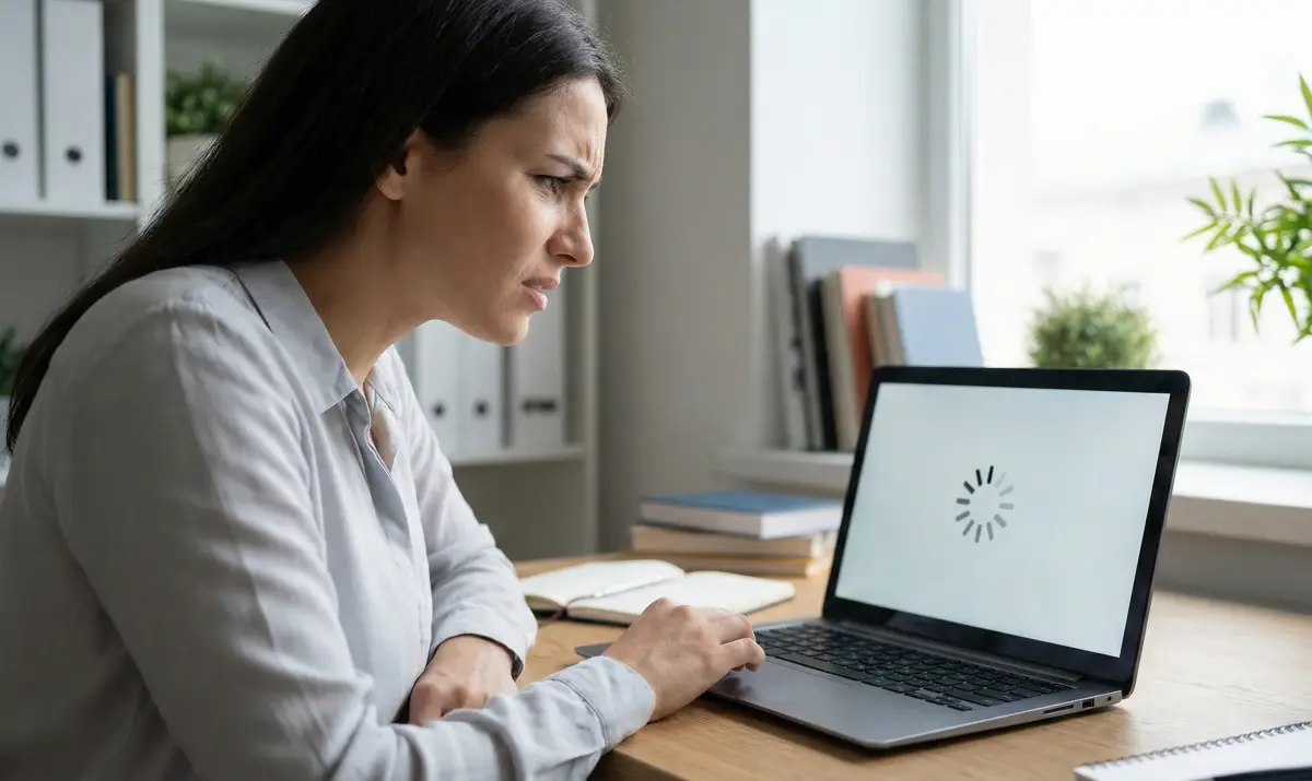 챗GPT 로그인 무한로딩 화면을 보며 답답해하는 사용자의 모습