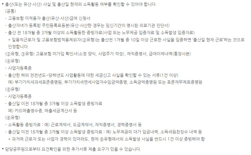 고용보험 미적용자 신청서류