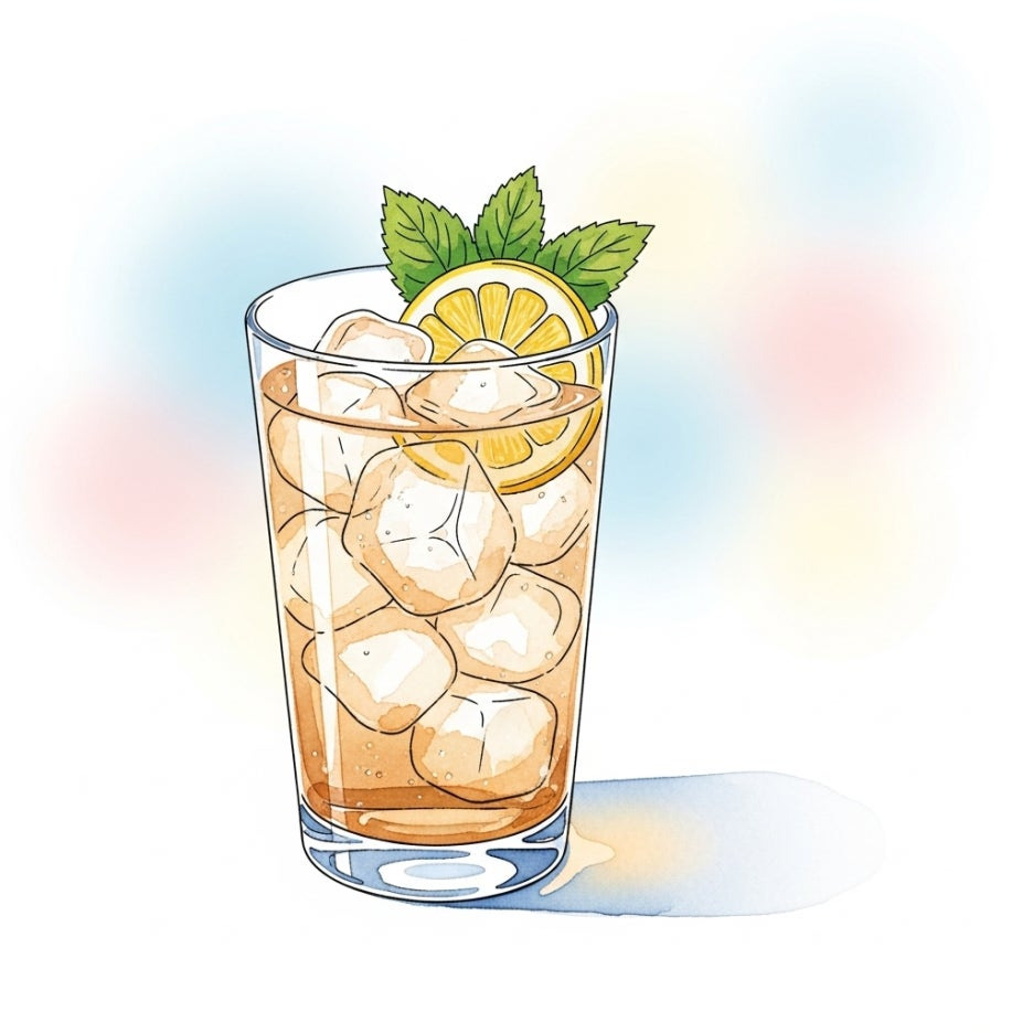 부드러운 색감으로 표현된 시원한 얼음 음료