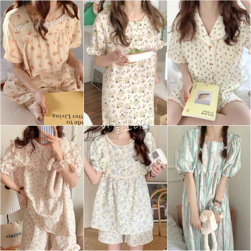 순면 여성잠옷 세트 파자마 홈웨어 원피스 여름잠옷