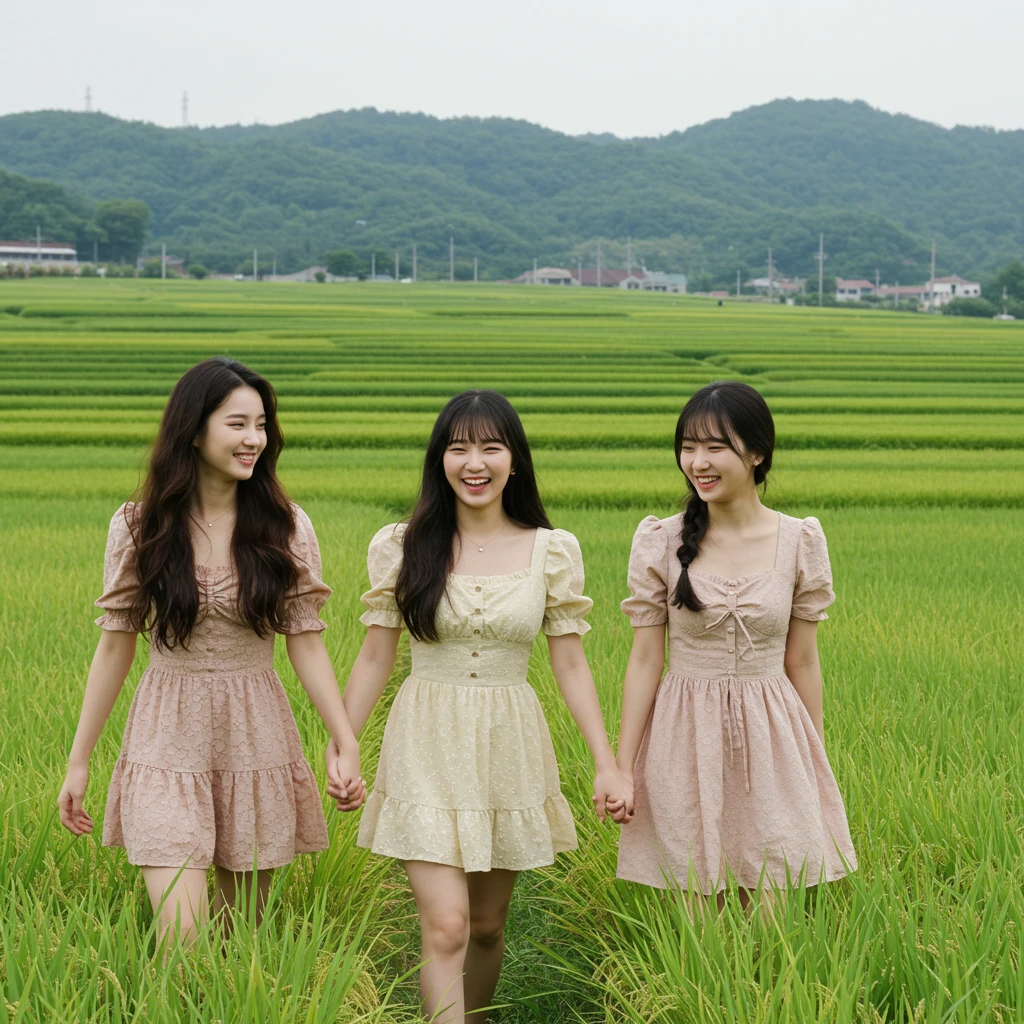 여행중인 여자 친구 3명