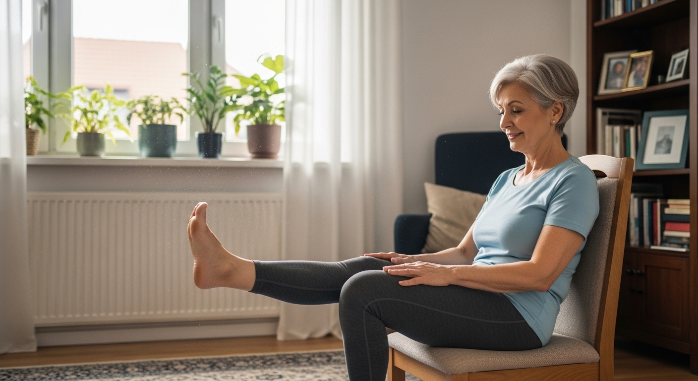 할머니가 무릎운동하는 이미지