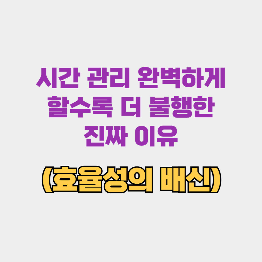 시간 관리를 완벽하게 할수록 더 불행해지는 진짜 이유(효율성의 배신)
