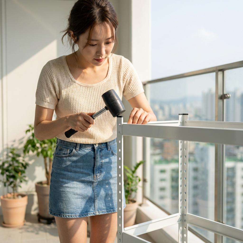 고무망치 하나면 끝! 여성 혼자서도 가능한 10분 조립 선반