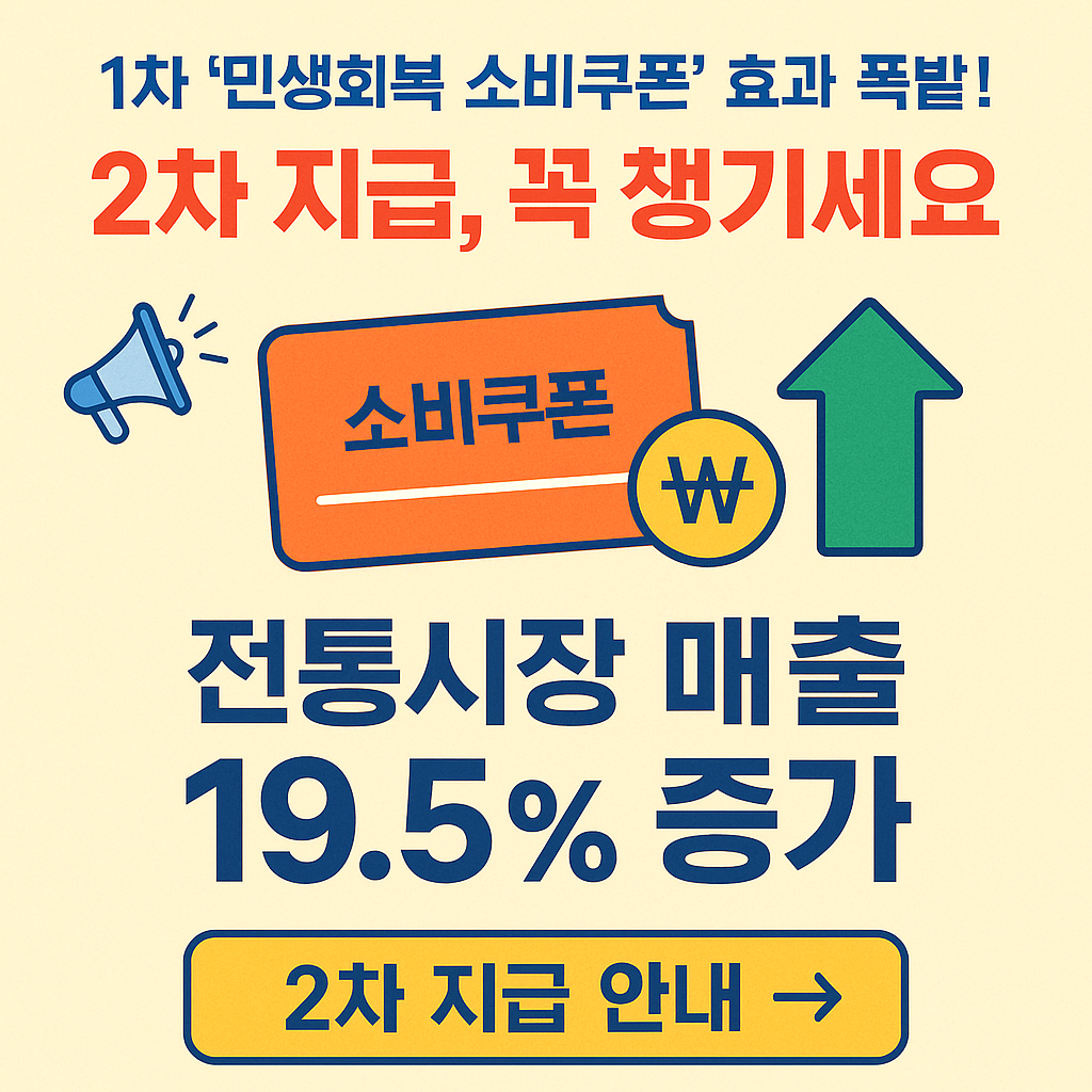 1차 ‘민생회복 소비쿠폰’ 효과 폭발! 2차 지급, 꼭 챙기세요