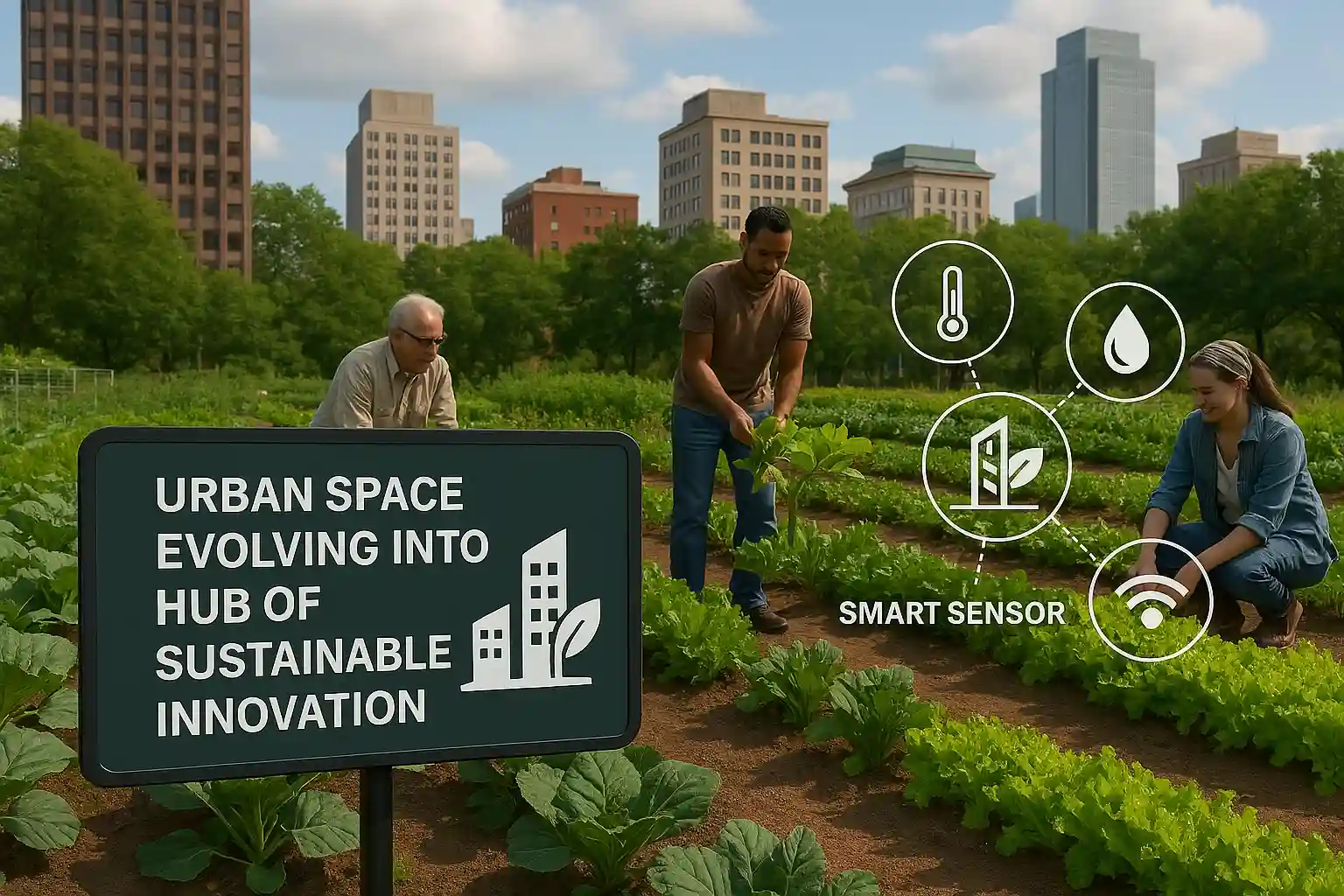 <img src="urban-sustainable-food-hub.webp" alt="도시가 식량 생산과 커뮤니티 연결을 실현하는 지속 가능한 공간으로 변화하는 이미지입니다.">