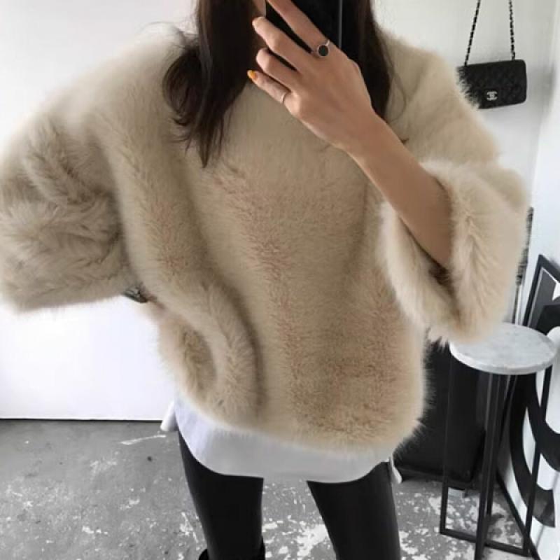 슈팅스타 페이크퍼 루즈핏 앙고라 퍼 니트