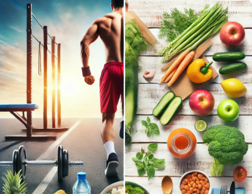 왼쪽 운동, 오른쪽 야채 이미지