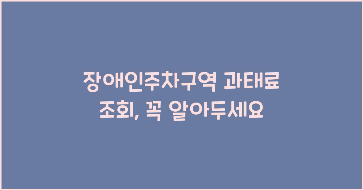 장애인주차구역 과태료 조회