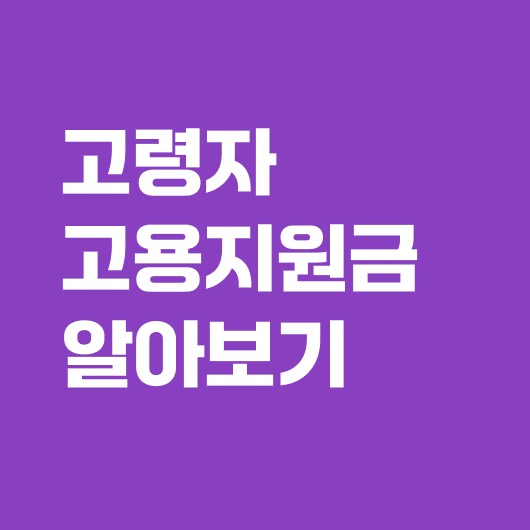 고령자 고용지원금 신청