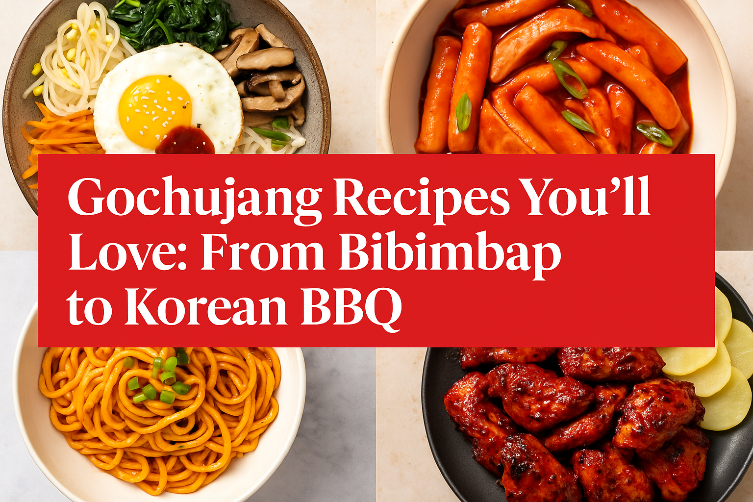Gochujang Recipes You’ll Love – Bibimbap, Tteokbokki, Gochujang Butter Noodles, and Korean BBQ Chicken with Pickled Radish