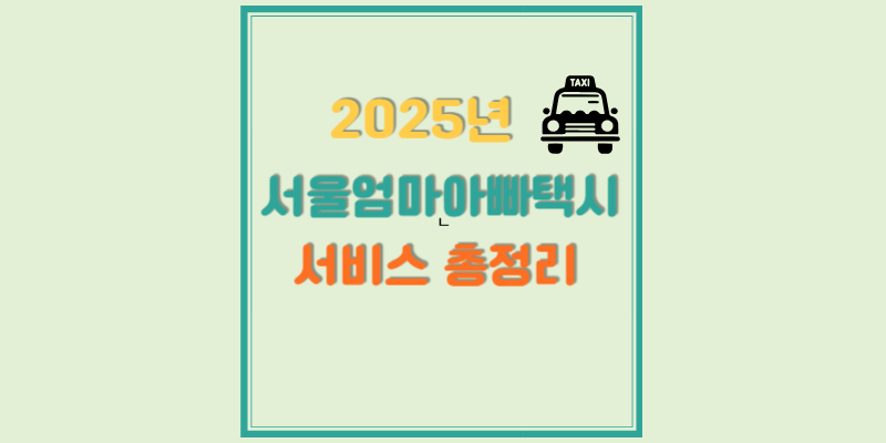 2025년 서울엄마아빠택시 서비스 총정리