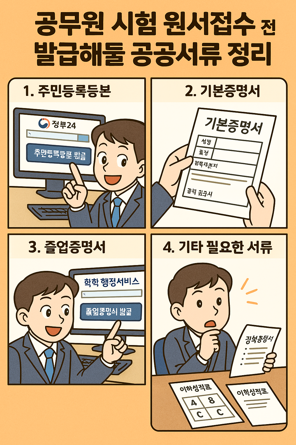 공무원 시험 원서접수 전 발급해둘 공공서류 정리