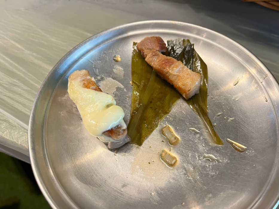 와사비와 퐁듀치즈와 먹기, 명이나물과 먹기