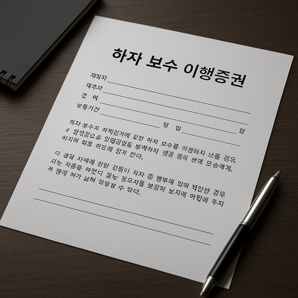 하자 보수 이행증권과 이행보증보험