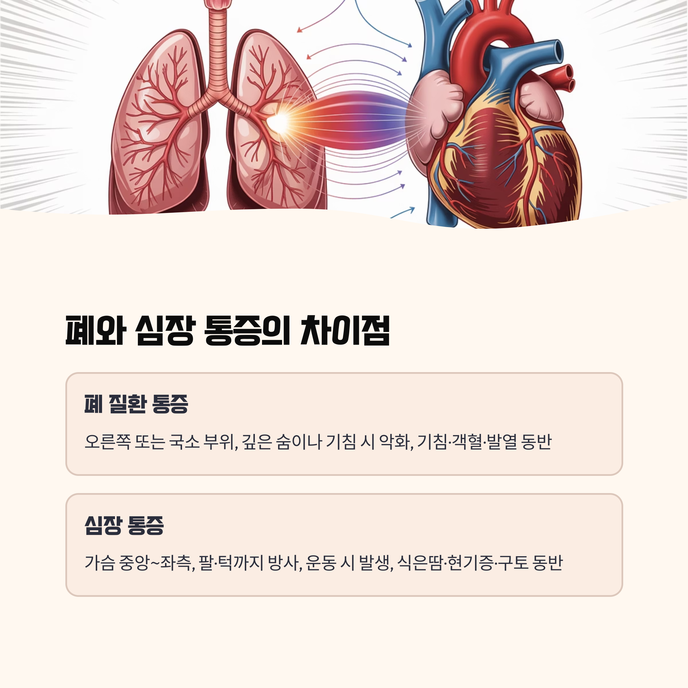 폐와 심장을 가르는 통증의 차이
