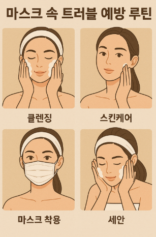 마스크 속 트러블 예방 이미지