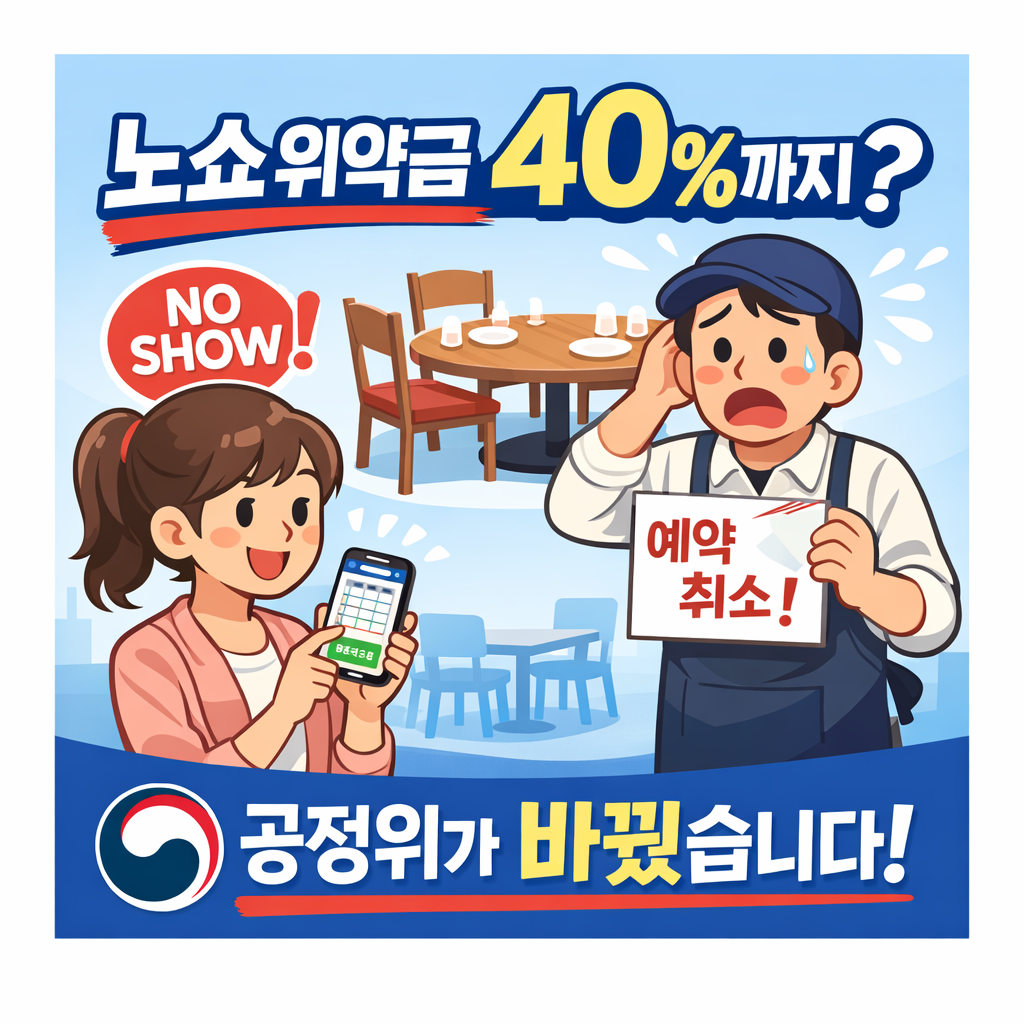 음식점 노쇼 위약금 위약금 최대 40%까지 소비자분쟁해결기준 개정 공정위 기준 얼마