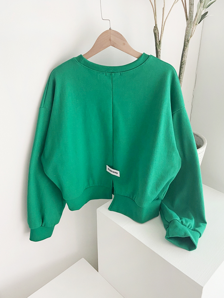 뒷트임 패치 포인트 키작녀 세미 크롭 맨투맨